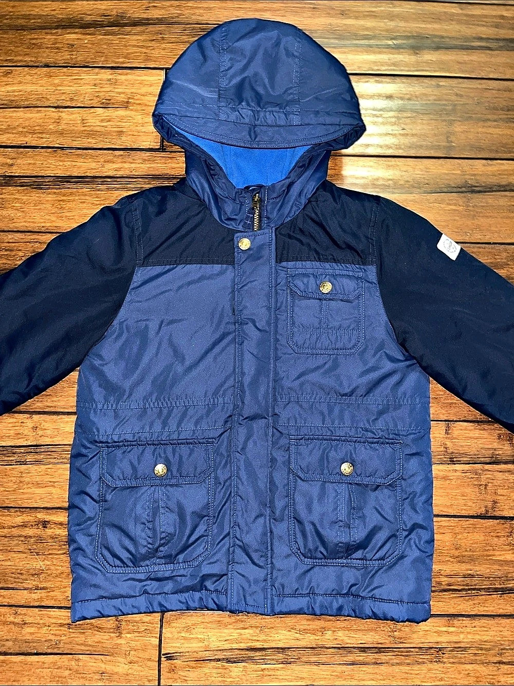 OshKosh B'gosh Boys Blue Hooded Puffer Jacket Size 12